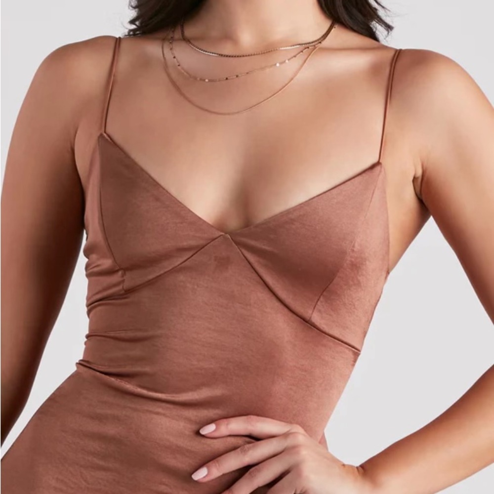 NWT Windsor caramel colored satin mini dress